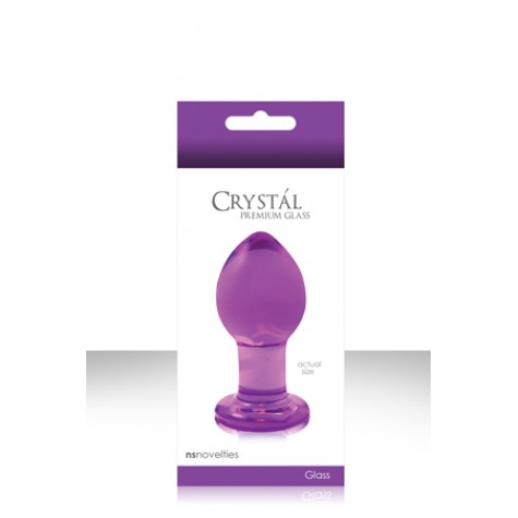 Средняя фиолетовая стеклянная анальная пробка CRYSTAL PLUG